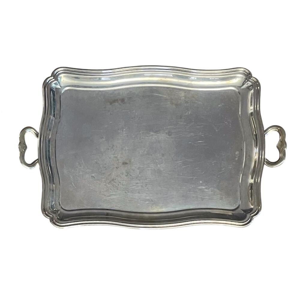 Vintage Unbranded SILVER PLATED Serving Tray 20" x 12"